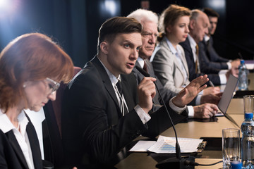 Man during media event