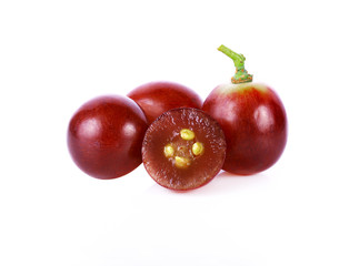 Fresh grapes on a white background.
