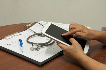 nurse working with tablet