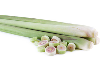 Fresh Lemon Grass on white background