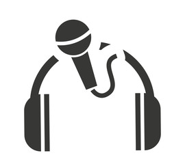 headset silhouette with audio icon vector illustration design