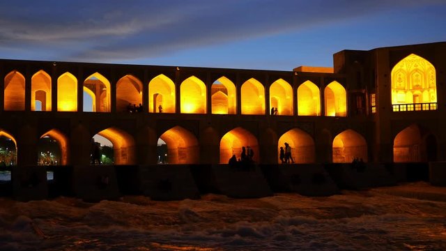 Night view of Khaju Bridge (Pol-e Khaju) in Isfahan, Iran

