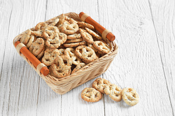 Salty pretzels with cheese