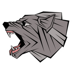 wolf head profile vector illustration geometric style