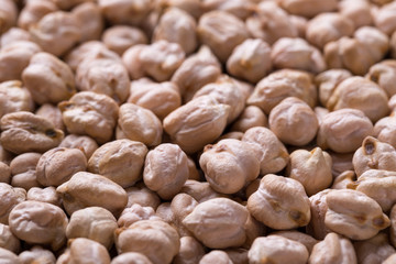 Raw chickpea beans macro background