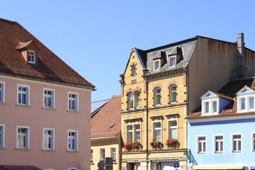 Fototapeta na wymiar Hausfassaden in Pulsnitz