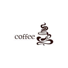 Vector Cup of coffee with abstract smoke and sample text