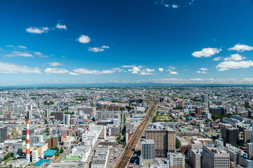 Fototapeta na wymiar 札幌ＪＲタワー展望室から見る東方面