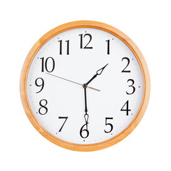Fototapeta na wymiar Round clock shows half past three