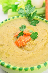 Organic vegetable soup closeup