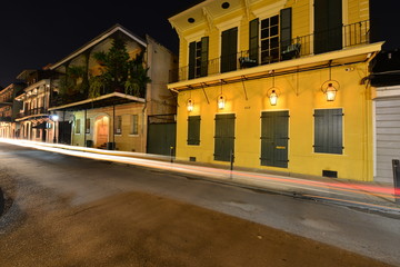 French Architecture in New Orleans at night.