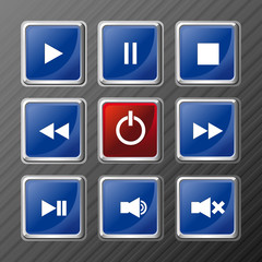 Player navigation buttons set. Media symbols. Vector illustration