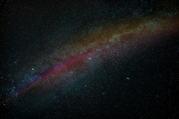 The real photo of the Milky Way. Stars, constellations and galaxies in the black sky