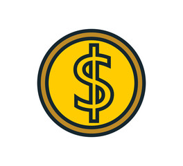 coin dollar money flat icon vector illustration