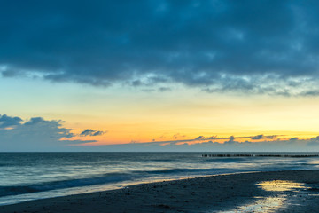 The Baltic sea coast in Zelenogradsk, Russia. Early in the morning.