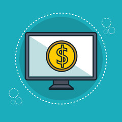 electronic commerce flat line icons vector illustration design