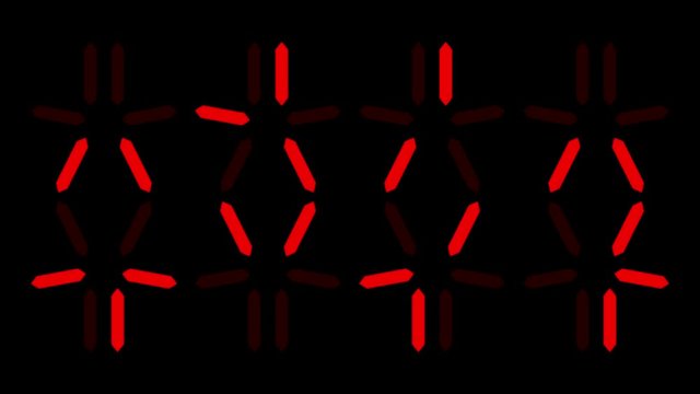 Predator countdown, digital clock with alien numbers - 4k 30fps loop - red on black background