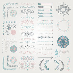 Set of Vector Decorative Hand Drawn Design Elements