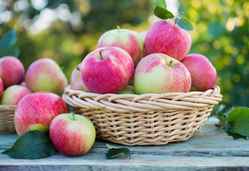Organic apples in a baskets