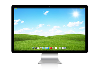 Modern computer on white background 3D rendering