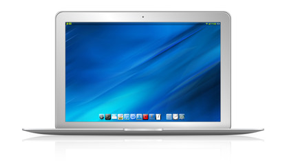 Modern laptop on white background 3D rendering