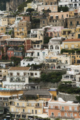 Fototapeta na wymiar Residential buildings on hill, Positano, Amalfi Coast, Salerno,