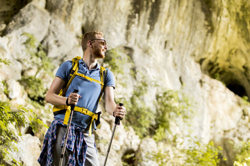 Young man hiking