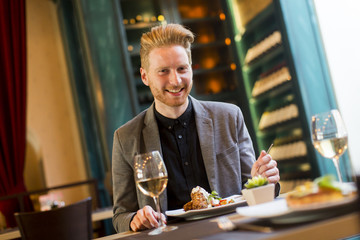 Young man in restaurant