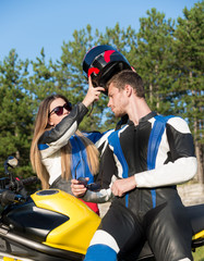 Naklejka premium Couple of motorcyclists