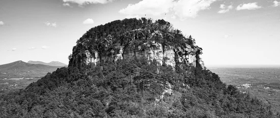 Gordijnen Pilot Mountain State Park in Black and White © WesMadisonPhoto
