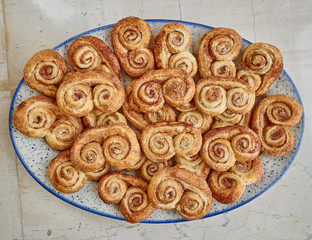 delicious french palmier sweet cookies served