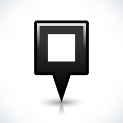 Black blank map pin sign square location icon