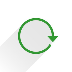 Flat green arrow icon refresh sign on white