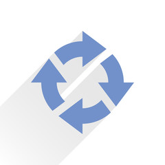Flat blue arrow icon reload sign on white