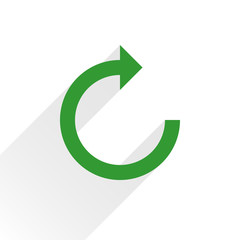 Flat green arrow icon rotation sign on white
