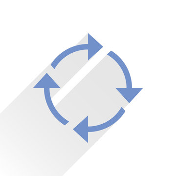 Flat blue arrow icon reload sign on white