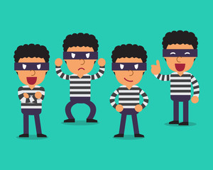 Cartoon thief character poses