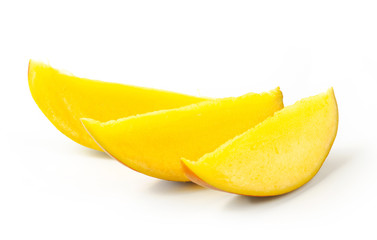 Mango fruit slaced on white background isolated