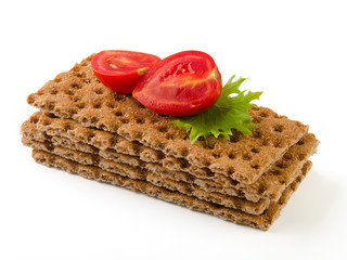 flavor sandwich biscuits with tomatoes on a white background. Health food.