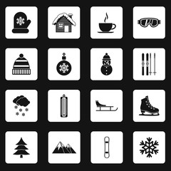 Winter icons set in simple style. Winter sport set collection vector illustration