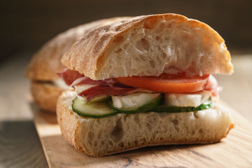 italian sandwich with speck and mozzarella