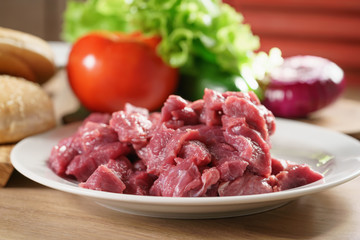 ingredients for burger on kitchen table