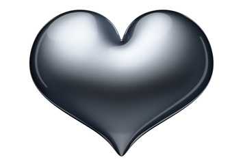 3d heart metallic silver.
