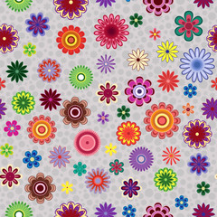 Seamless pattern with flowers over greyish background