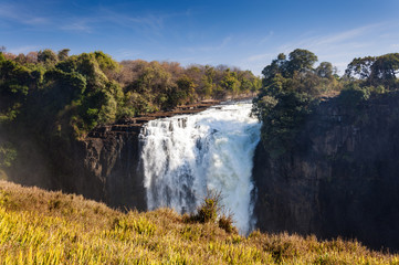 View of the Victoria Falls in Zimbabwe, Africa; Concept for travel in Africa