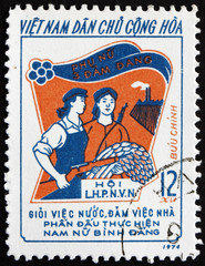 Postage stamp Vietnam 1974 Armed Worker and Peasant