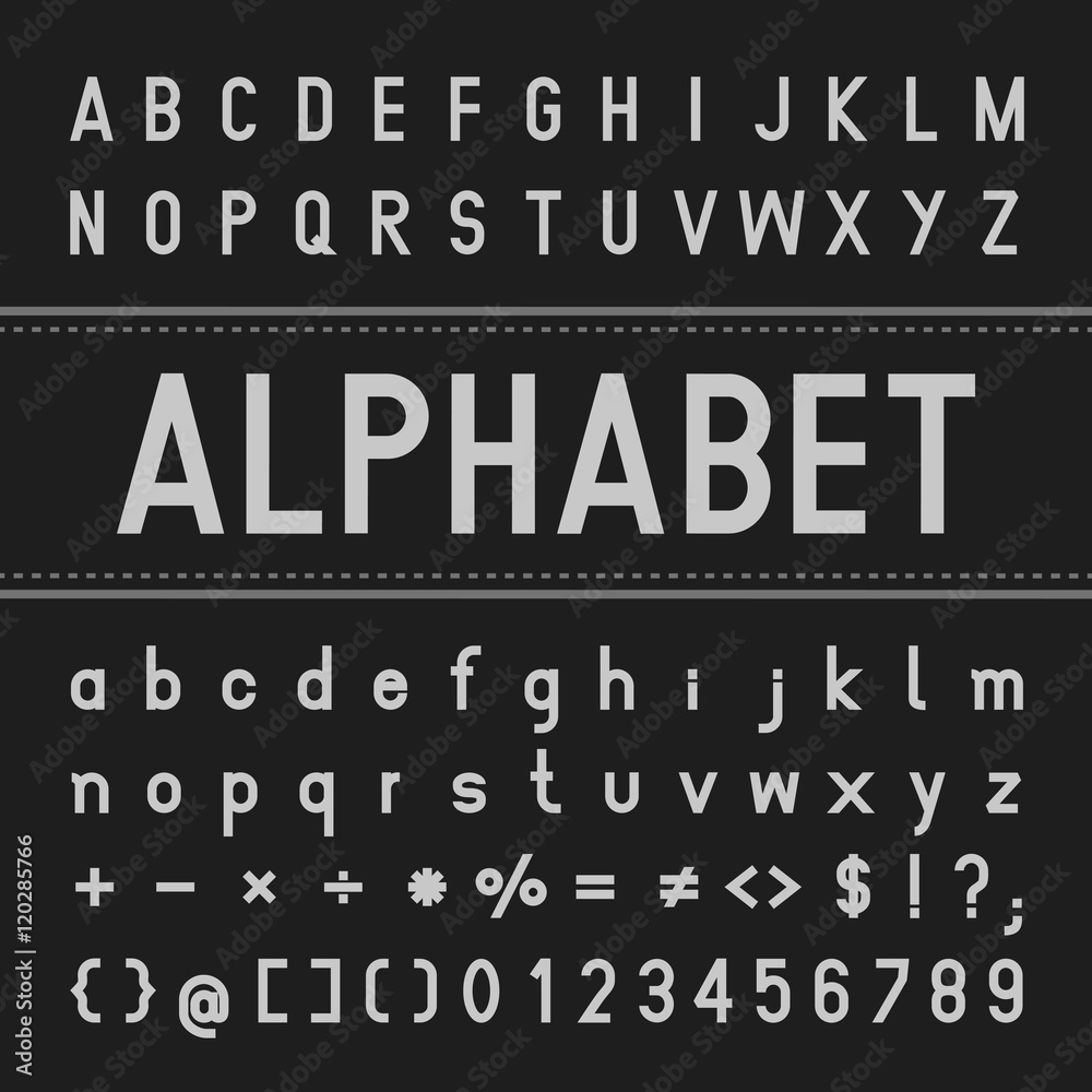 Poster create alphabet vector font design white font on a black background