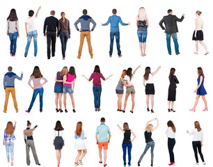 Collection Back view people . Rear view people set. backside view of person. Isolated over white background .