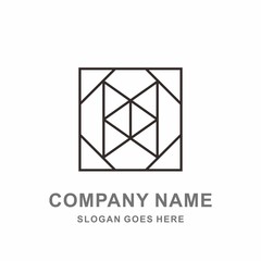 Geometric Square Triangle Outline Vector Logo Design Template