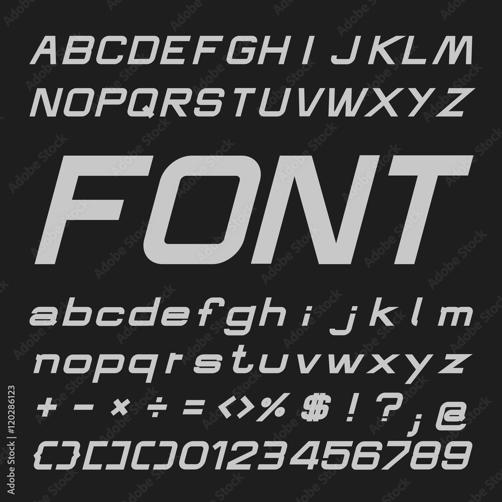 Poster create alphabet vector font design white font on a black background
